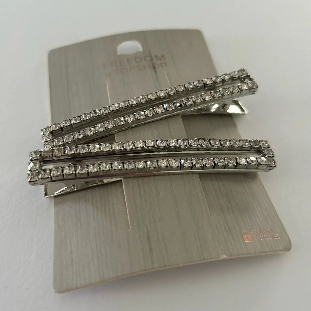 🦋 5/$25 - Rhinestone Barrette Hair Clips (Set of 2) by Topshop Freedom